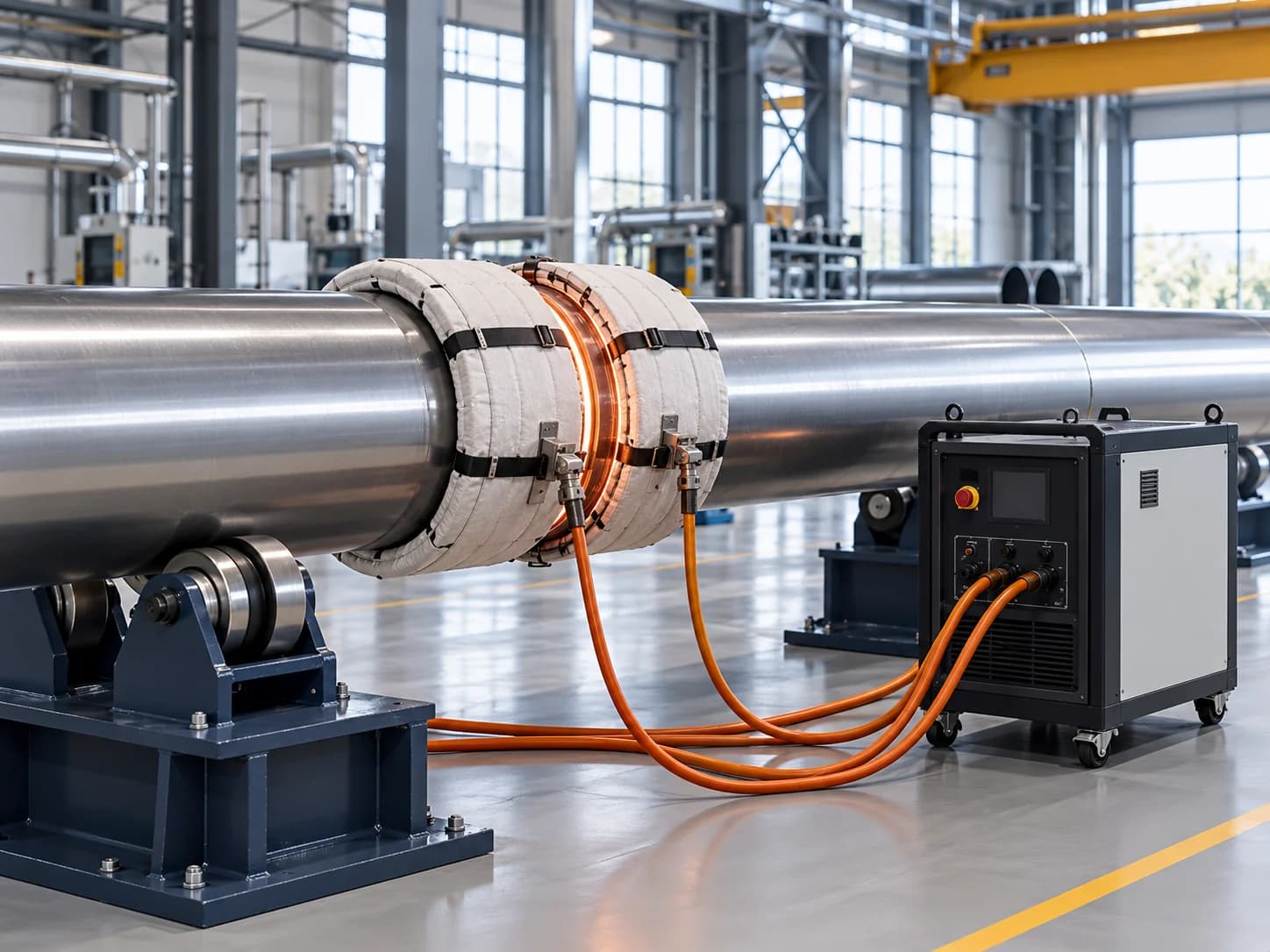 Индукционный подогрев кольцевого сварного соединения трубы